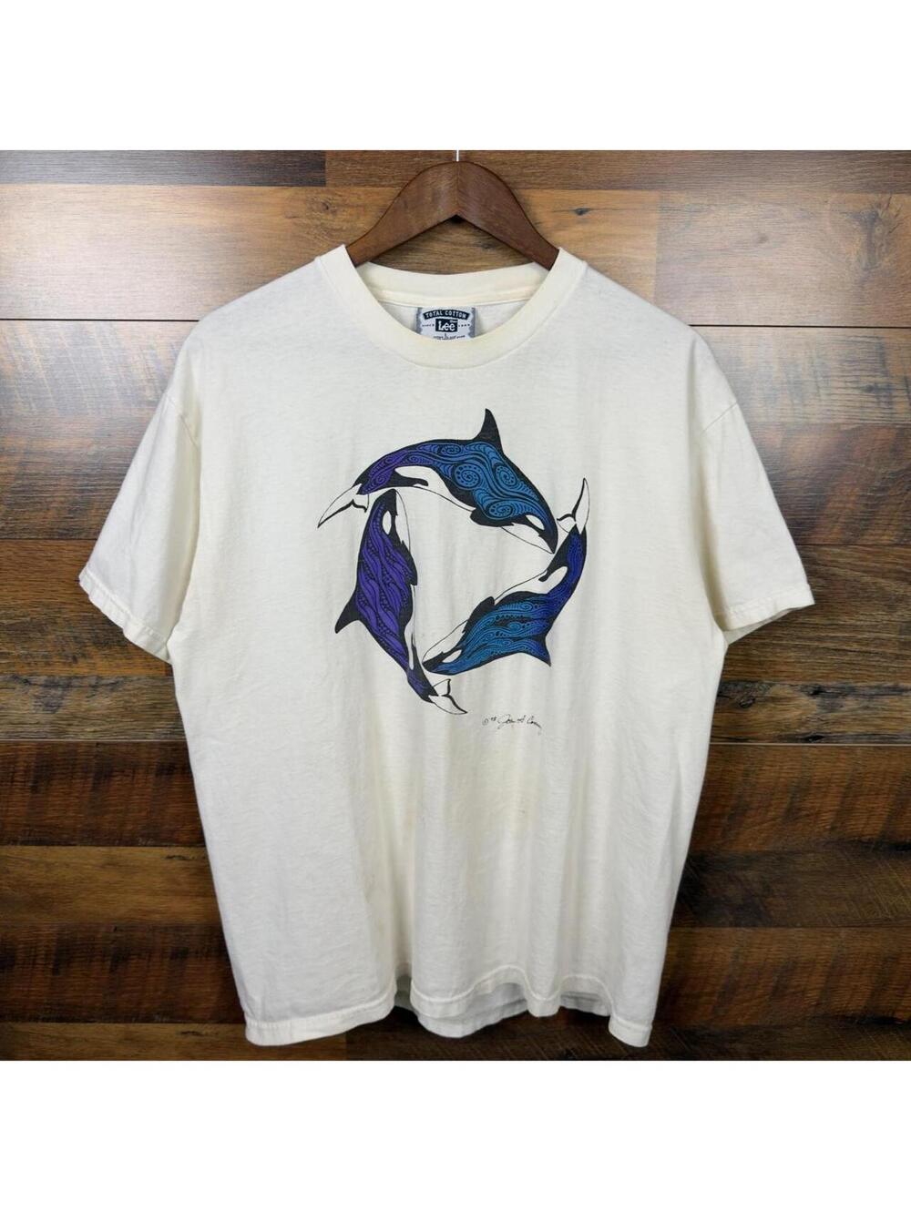 Vintage 1998 John A. Conway Orca Killer Whale T Shirt Large Lee Made USA